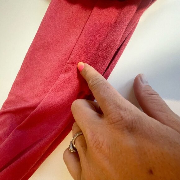 Zara Womens Elastic Waist Midi Dress Pink Size S V-Neck Smocked Formal - Picture 7 of 7